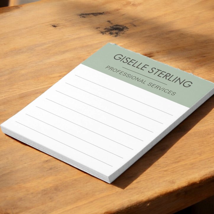 Sage Green Minimal Professional Modern Business Notepad