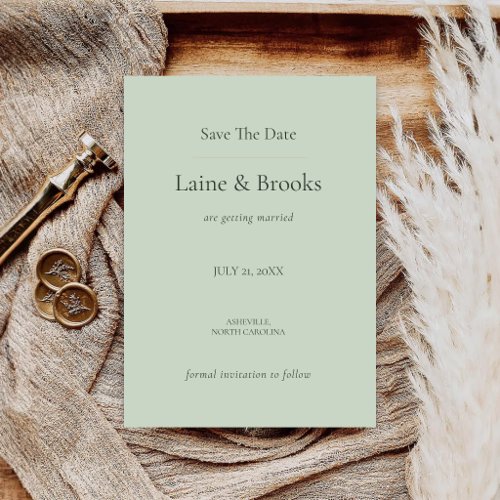 Sage Green Minimal Save the Date Card