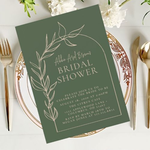 Sage Green Minimal Script Text Bridal Shower Invitation