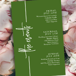 Sage Green Minimal Wedding Events Timeline