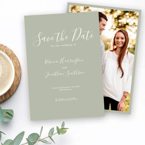 Sage Green Minimal Wedding Save The Date