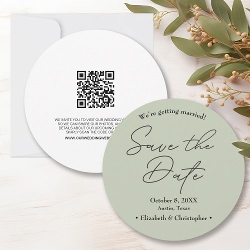 Sage green minimal Wedding Save the date Invitation