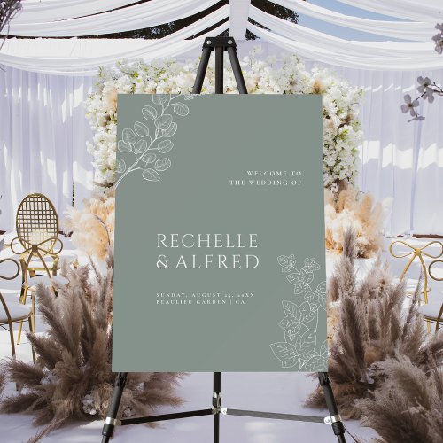 Sage Green Minimal Wedding Welcome Sign