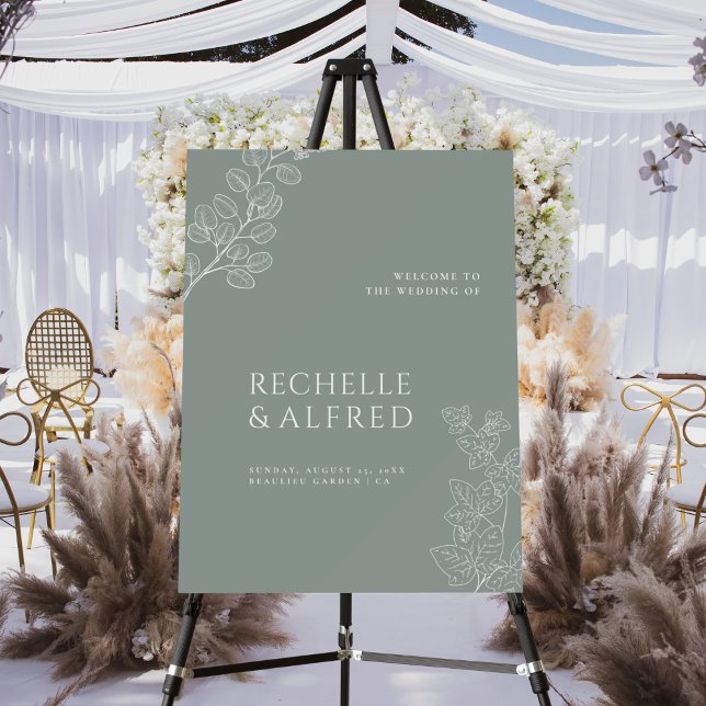 Sage Green Minimal Wedding Welcome Sign (Creator Uploaded)