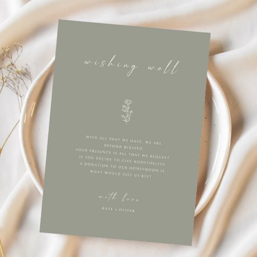 Sage Green Minimal Wedding Wishing Well Card