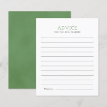Sage Green Minimalist Baby Shower Advice Card