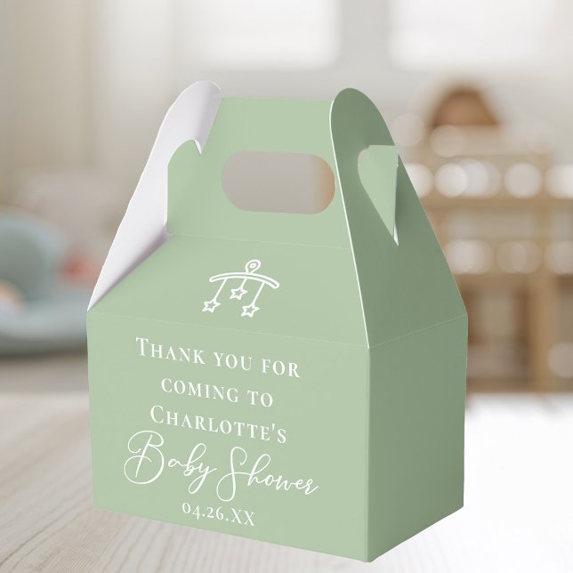Sage Green Minimalist Baby Shower Custom Favor Boxes (Creator Uploaded)