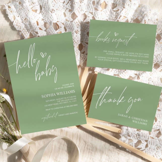 Sage Green Minimalist Baby Shower Invitation (Creator Uploaded)