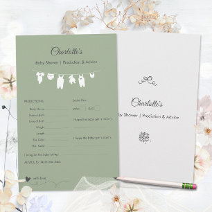 Sage Green Minimalist Baby Shower Predictions Game