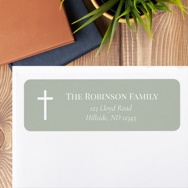 Sage Green Minimalist Baptism Label (Creator Uploaded)