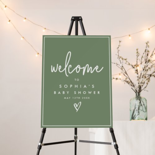 Sage Green Minimalist Boho Baby Shower Welcome Foam Board