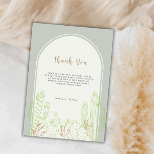 Sage Green Minimalist Boho Cactus Arch Baby Shower Thank You Card