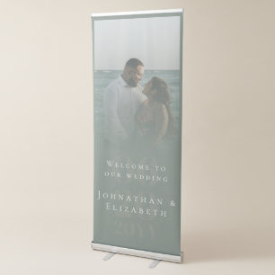 Sage Green Minimalist Bold Type Photo Wedding Retractable Banner