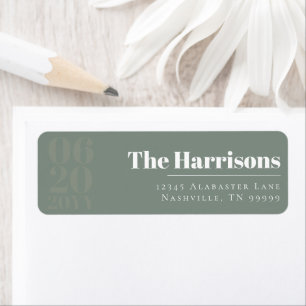 Sage Green Minimalist Bold Type Wedding Address Label