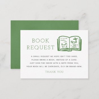 Sage Green Minimalist Book Request Enclosure Card by Low_Star_Studio at Zazzle