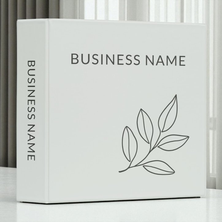 Sage Green Minimalist Botanical Small Business 3 Ring Binder