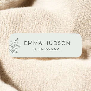Sage Green Minimalist Botanical Small Business Name Tag