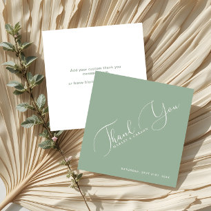 Sage Green Minimalist Budget Wedding Thank You Note Card