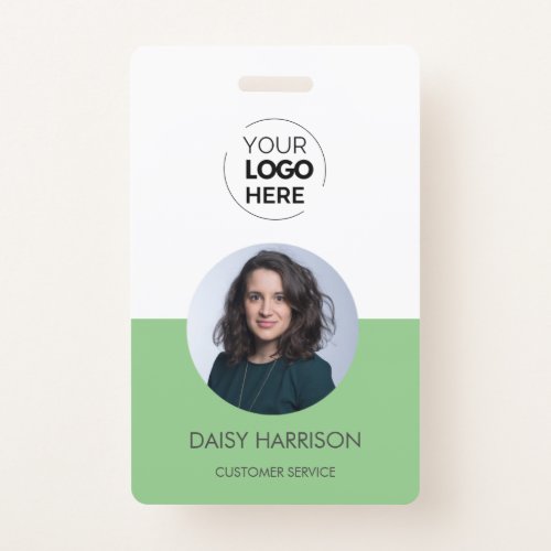 Sage Green Minimalist Business Employee QR Badge