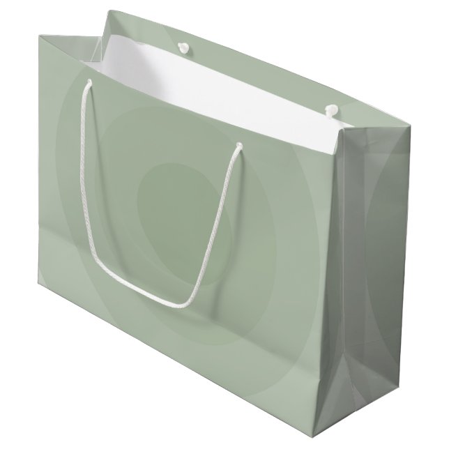 Sage Green Minimalist Circle Gradient   Large Gift Bag (Front Angled)
