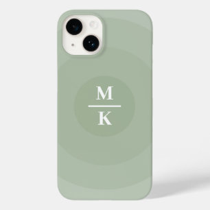 Sage Green Minimalist Circle Gradient Monogram Case-Mate iPhone 14 Case