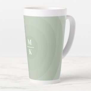 Sage Green Minimalist Circle Gradient Monogram Latte Mug