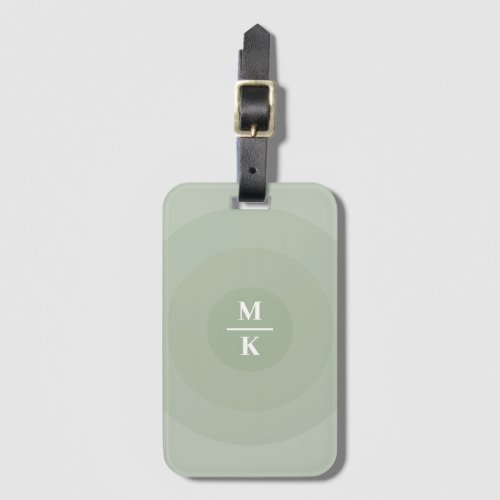 Sage Green Minimalist Circle Gradient Monogram Luggage Tag