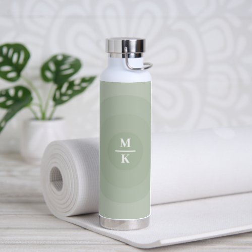 Sage Green Minimalist Circle Gradient Monogram Water Bottle