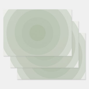 Sage Green Minimalist Circle Gradient Wrapping Paper Sheets