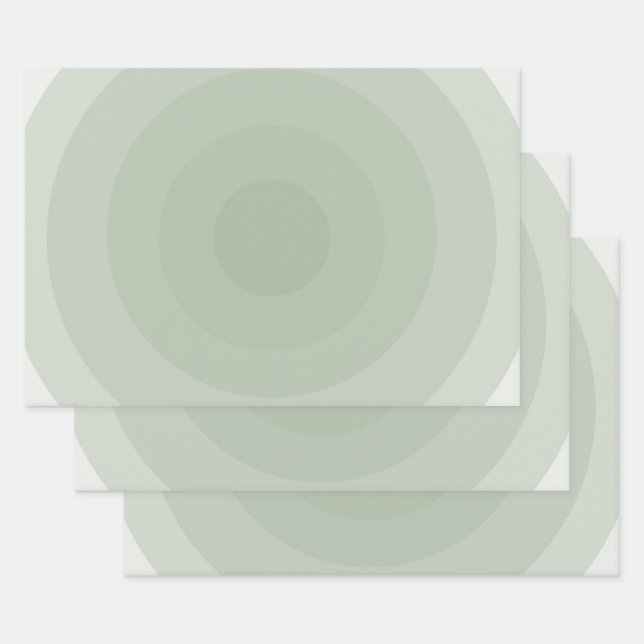 Sage Green Minimalist Circle Gradient  Wrapping Paper Sheets (Set)