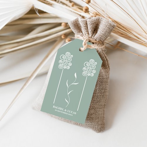 Sage Green Minimalist Curly Floral Gift Tags