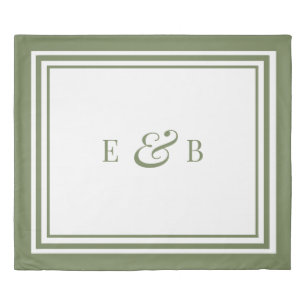 Sage Green Minimalist Custom Monogram (King) Duvet Cover