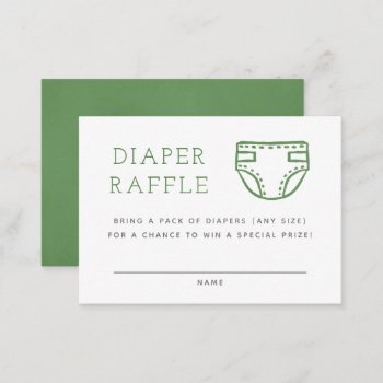 Sage Green Minimalist Diaper Raffle Enclosure Card by Low_Star_Studio at Zazzle