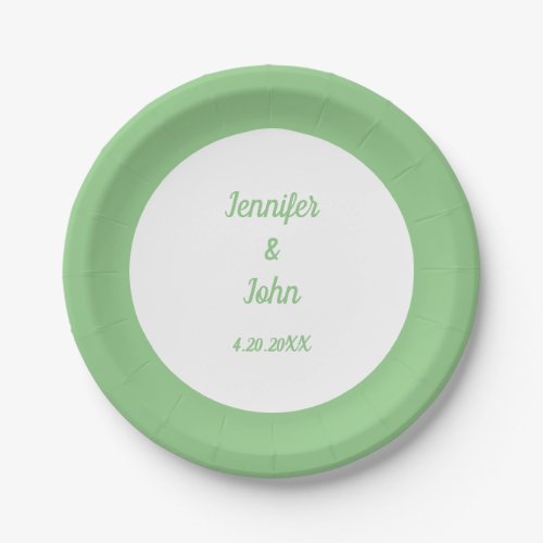 Sage Green Minimalist Elegant Modern Wedding 2024 Paper Plates