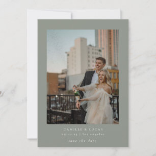 Sage Green Minimalist Elegant Photo Save the date Invitation