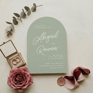 Sage Green Minimalist Elegant Wedding Invitation