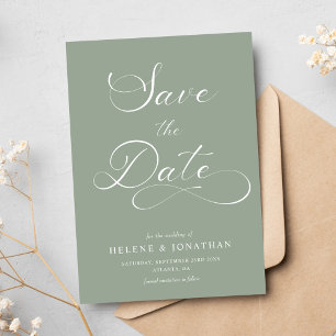 Sage Green Minimalist Elegant Wedding Save The Date