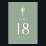 Sage Green Minimalist Floral Bouquet Wedding Table Number<br><div class="desc">Enhance your event tablescape with our Customizable Floral Bouquet Table Numbers, featuring a minimalist line art floral design. Perfect for weddings, graduations, bridal showers, baby showers, or any special occasion, these minimalist table numbers will guide your guests while adding a touch of modern charm to your table settings. The simple...</div>