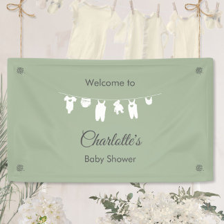 Sage Green Minimalist Gender Neutral Baby Shower Banner
