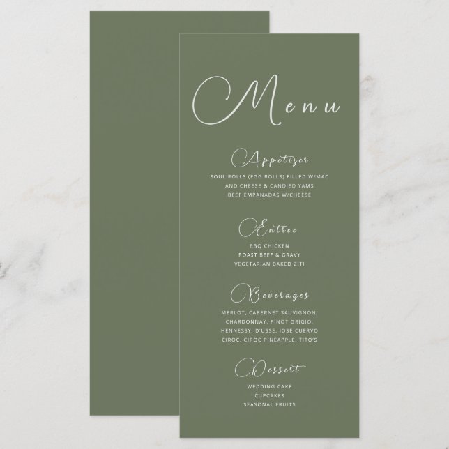 Sage Green Minimalist Menu (Front/Back)