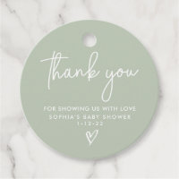 Sage Green Minimalist Modern Boho Baby Shower Favor Tags