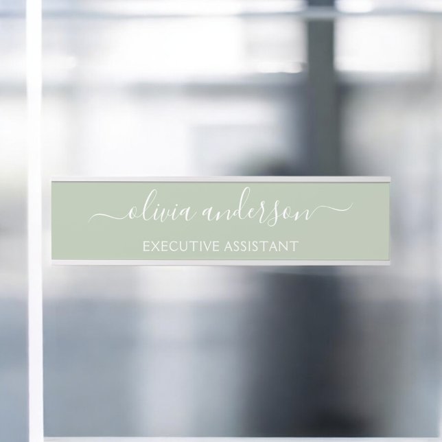 Sage Green Minimalist Modern Monogram Elegant Door Sign (Creator Uploaded)