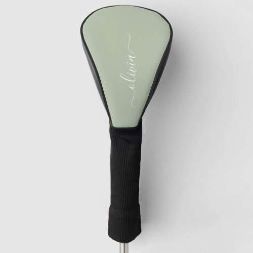 Sage Green Minimalist Modern Monogram Elegant  Golf Head Cover
