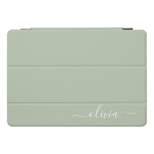 Sage Green Minimalist Modern Monogram Elegant  iPad Pro Cover (Horizontal)