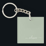 Sage Green Minimalist Modern Monogram Elegant Keychain<br><div class="desc">Introducing our Sage Green Minimalist Modern Monogram Elegant Collection: Elevate your aesthetic with serene sophistication and timeless elegance. Our collection showcases minimalist designs in a tranquil sage green hue, complemented by refined monograms tailored to your personal style. From polished stationery to versatile accessories, each piece in our collection is meticulously...</div>