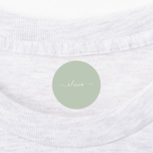 Sage Green Minimalist Modern Monogram Elegant Labels