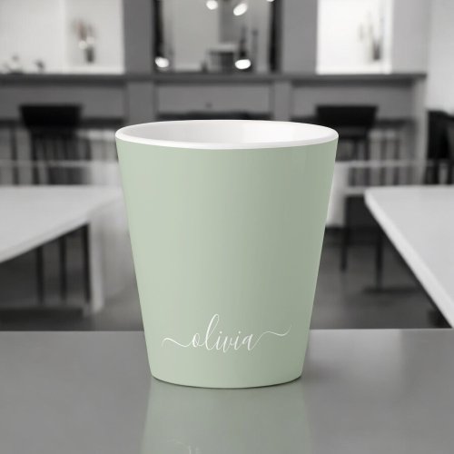 Sage Green Minimalist Modern Monogram Elegant  Latte Mug