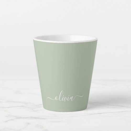 Sage Green Minimalist Modern Monogram Elegant  Latte Mug