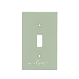 Sage Green Minimalist Modern Monogram Elegant  Light Switch Cover