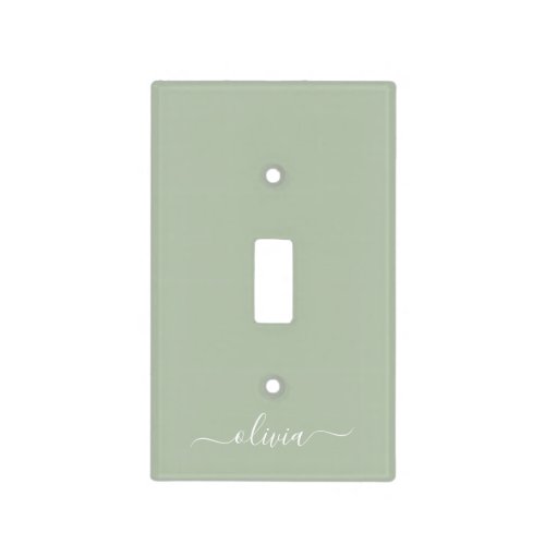 Sage Green Minimalist Modern Monogram Elegant  Light Switch Cover